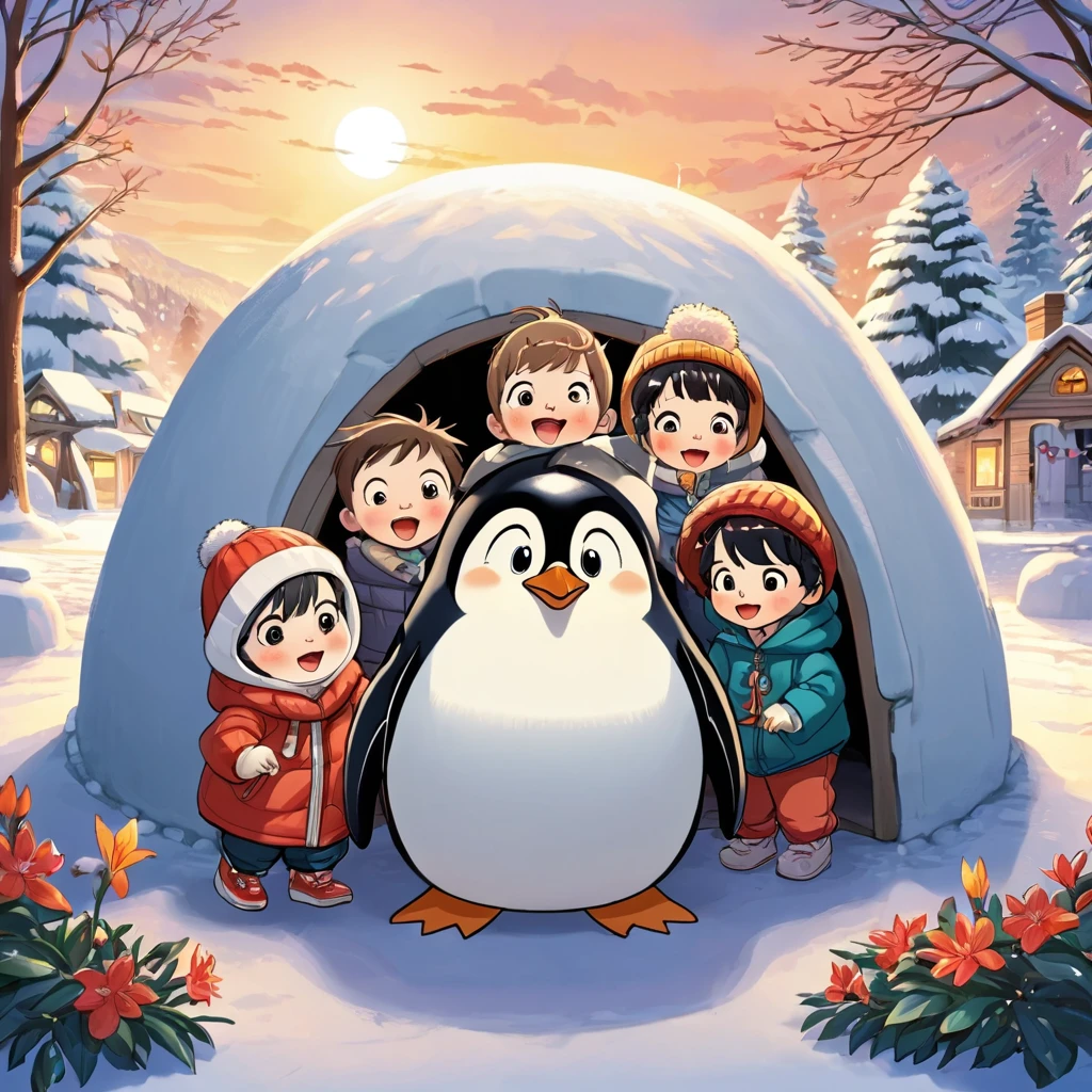  penguin、Fridolin, Phipps and Frida stepped out of their cozy igloo full of excitement.. baseball