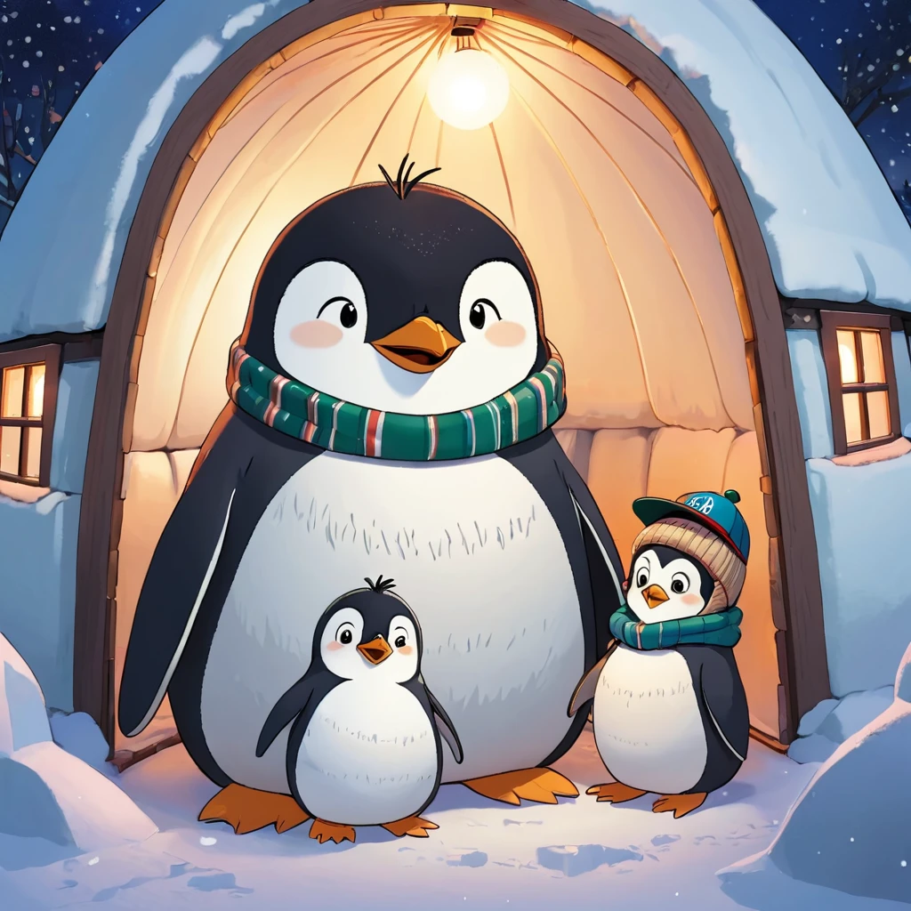 penguin、Fridolin, Phipps and Frida stepped out of their cozy igloo full of excitement.. baseball
