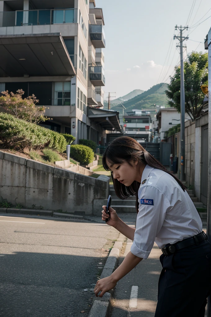 A cop investigating an korean girl landscape image