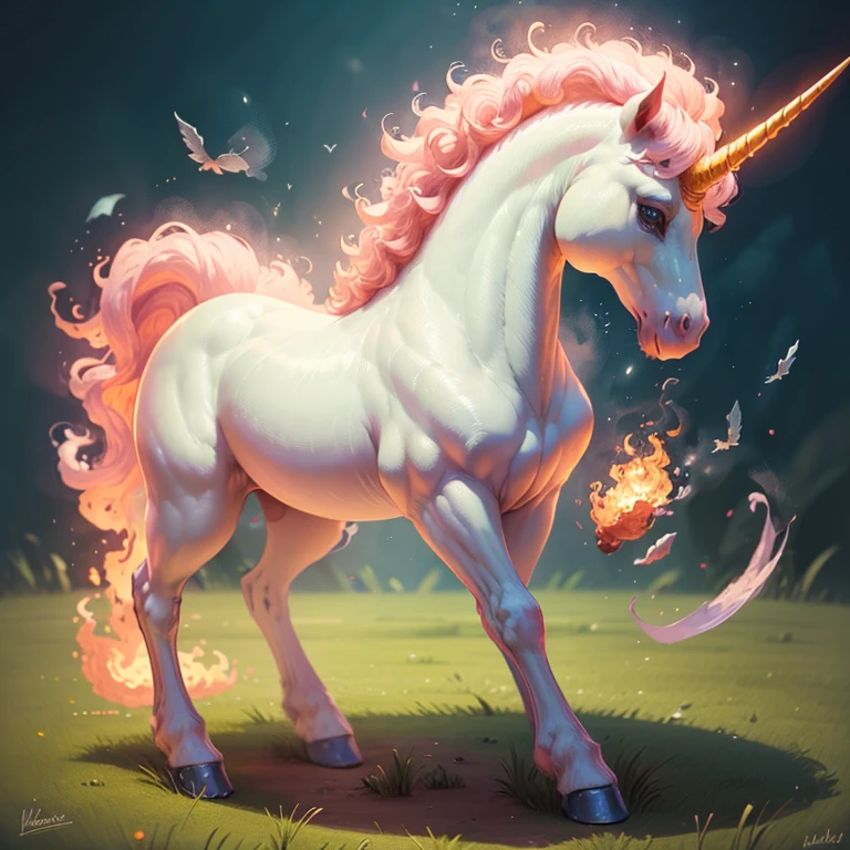  unicorn with pink fire mane