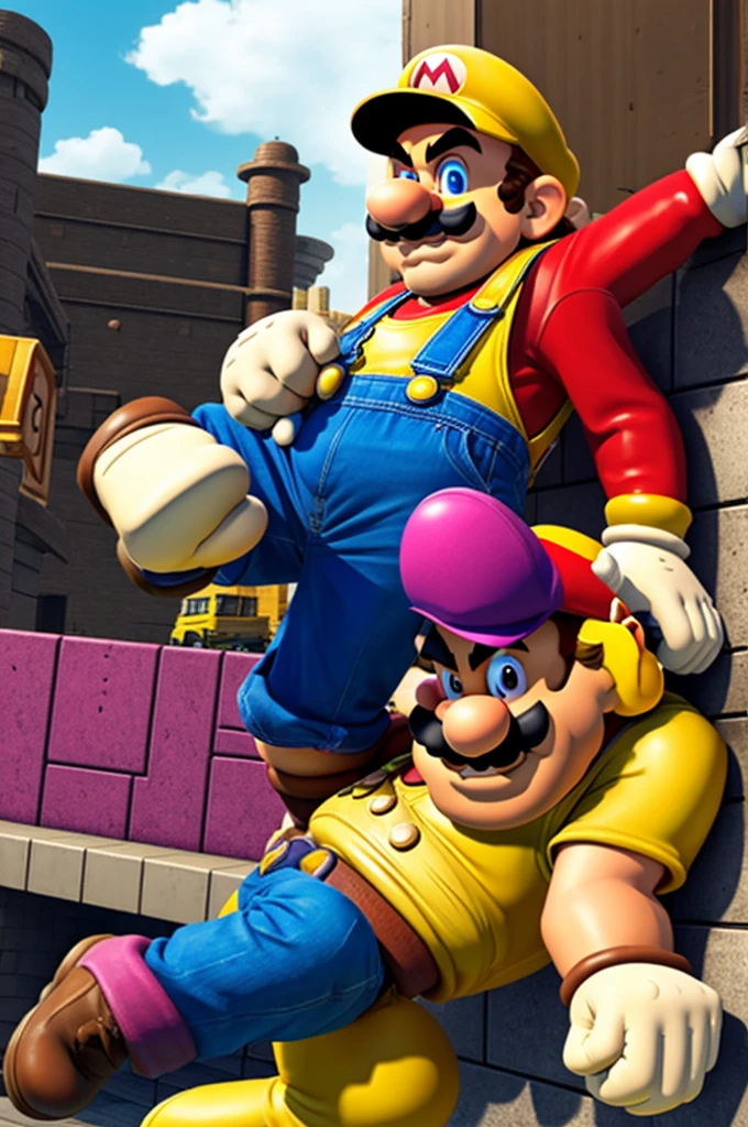 Wario getting Curb Stomped from Super Mario