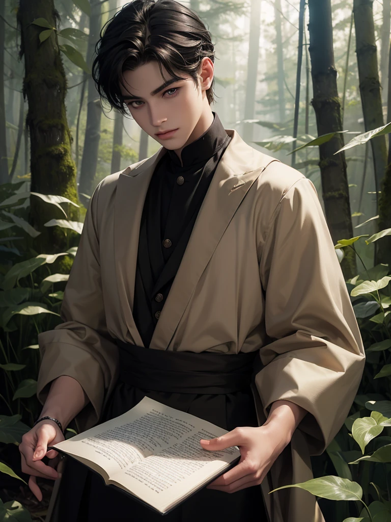 Help me make the cover of my book that is about a blonde prince who meets a black-haired boy in the forest, the black haired boy holds a letter for the prince