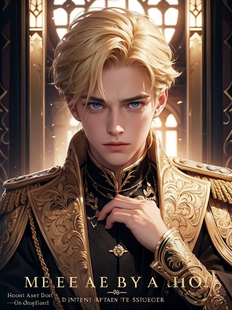 Help me make the cover of my book that is about a blonde prince who is somewhat serious and with some tears