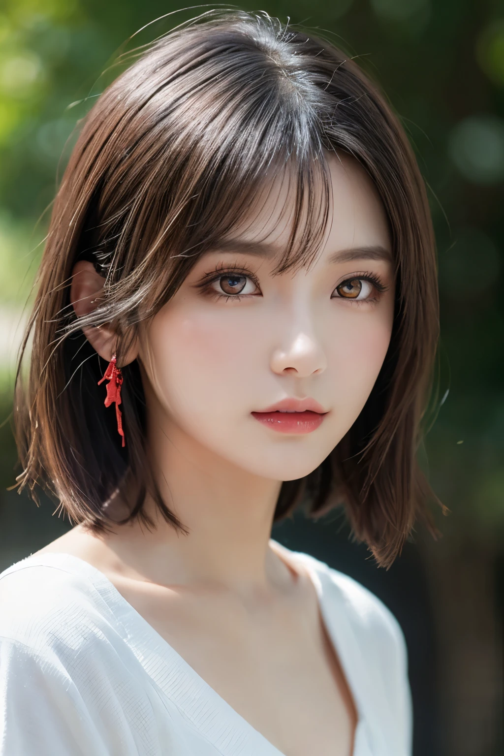 (masterpiece:1.2, Highest quality), (Beautiful, detailed eyes: 1.2、Beautiful skin、Beautiful hair、Good posture and dignity、Beautiful manners、sympathy、Beautiful eyes), ((One Woman)), (Red eyes:1.4), (Detailed eyes and face:1.3), ((Woman with short hair)), (Beautiful and vivid background:1.2), (Highly detailed CG, Super detailed, Best Shadow:1.1), ((Depth of written boundary)), ((watercolor)), beautiful concept figure, (Orange background:0.5), (figure:1.1), (Very nice and beautiful:1.1), (Perfect detail:1.1), from the front, Cowboy Shot, scenery 、Put out your ears、Long beautiful neck