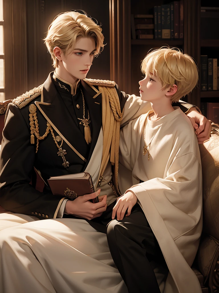 Help me make the cover of my book that is about a blonde prince who is face to face with a black haired boy