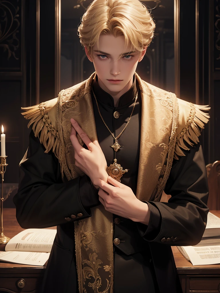 Help me make the cover of my book that is about a blonde prince who is face to face with a black haired boy