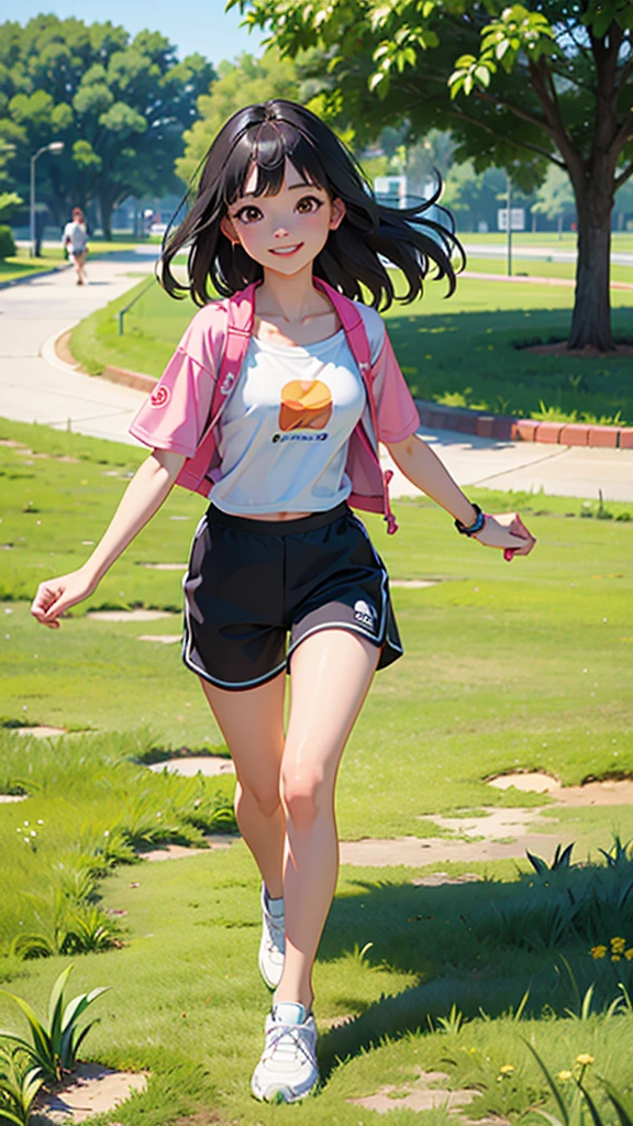 ((Highest quality)), ((masterpiece)), (detailed),
((Highest quality)), ((masterpiece)), (detailed),
Running black-haired girl、youth、Summer Outfit、fine、bright、smile、Speed