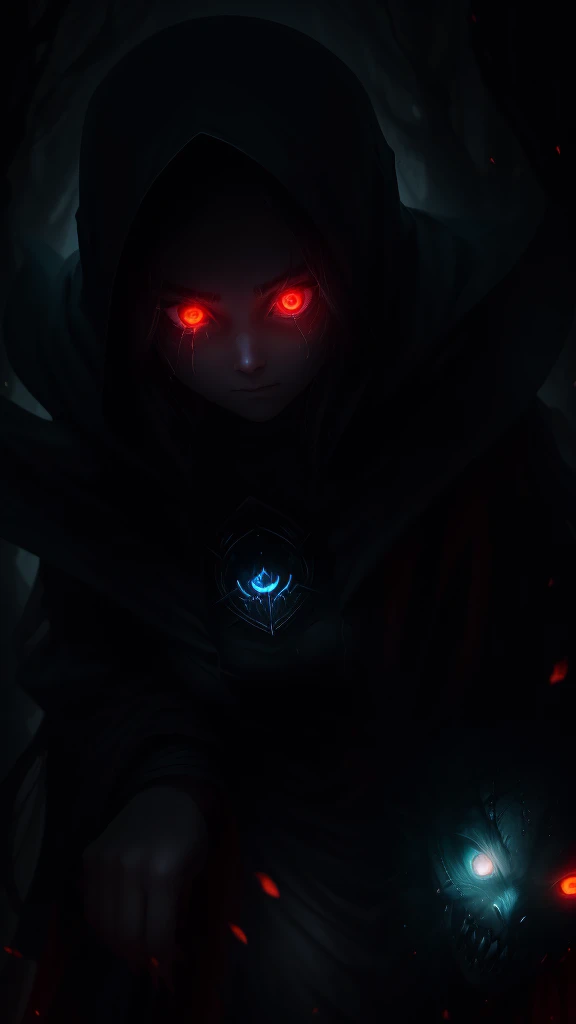 girl, glowing eyes, evil and scary, кроваво-красный, крадется, когти, крылья ворона