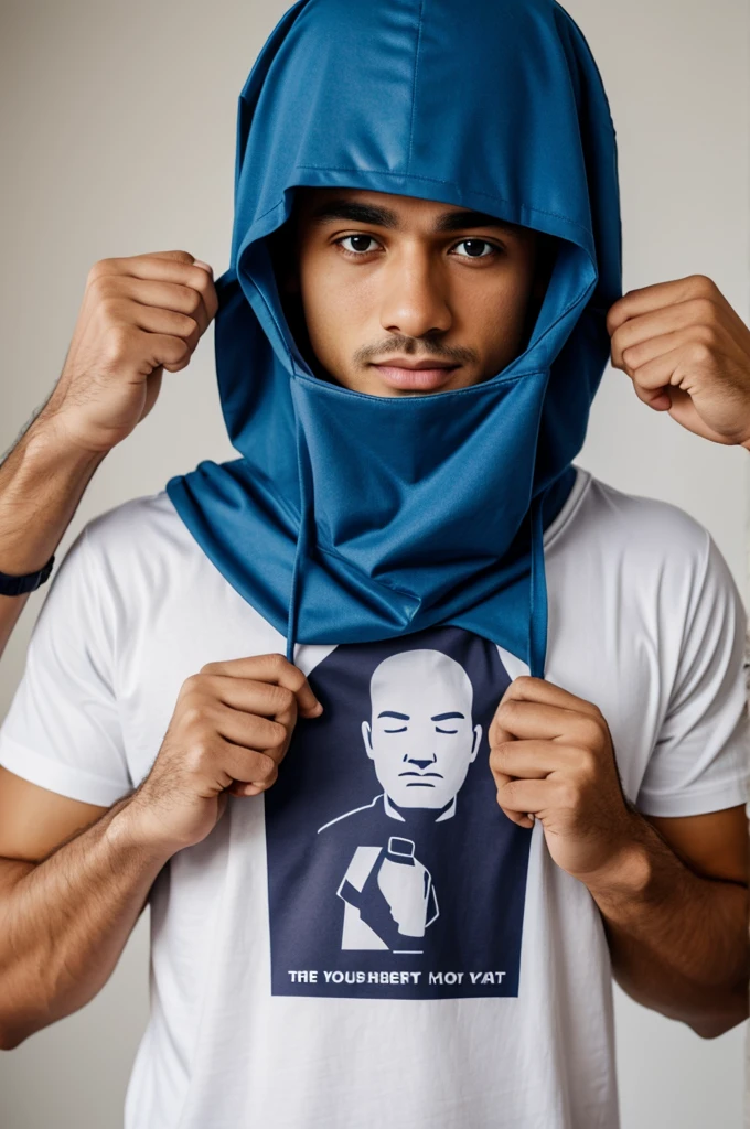 T-shirt made of paper without a hood so that your hands and face cannot be seen