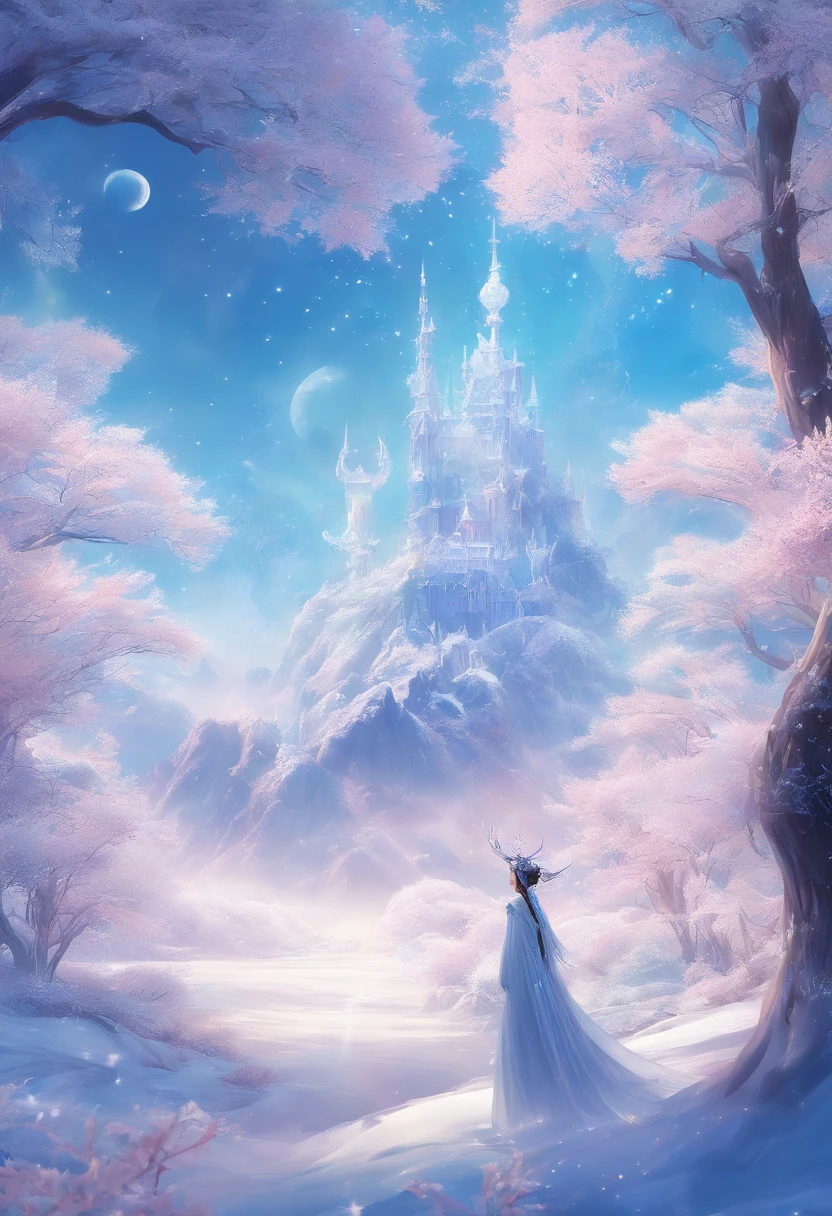 The ice deer comes leisurely, Pure white body realizes ice and snow wonderland, Yan Junchengfeng, Exhale the white air in the transparent air, Together with the ethereal trees, they form a dreamlike scene, High-quality CG depicts magnificent scenes, Yue Xiaofei’s character design is perfect and delicate, Amazing curves, The entire scene is enhanced by the depth of field effect.，more like a distant world.