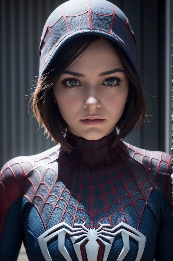 A photograph of Spider-Man, without mask, the 20s, bonitas, face detailed, looking at the camera, portraite, 8k hd, high qualiy