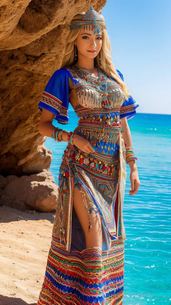 Most beautiful blonde lady, robe kabyle, berber,amazigh, kabyle beauty, bijoux,kabyledress, attractive, hd,best, perfect body , ouadhias,amazigh outfit, beach background