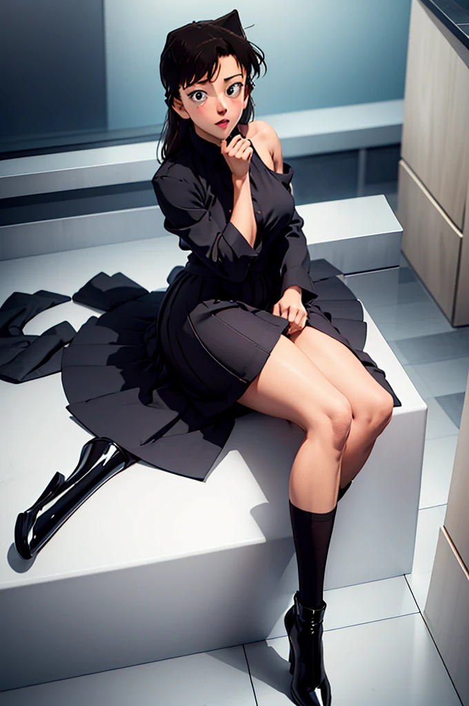 Ran wearing black stocking, big tits , instep, sexy legs, stay in bathroom