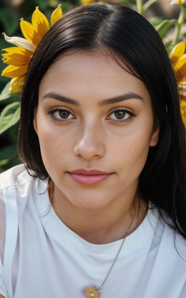 RAW,, Nikon Z 85mm, fot de glamour premiada, taken from above, illuminated fountain, ((best qualityer)), ((Masterpiece artwork)), ((realisitic)), beautiful african woman lies down wearing transparent short white shirt, wet, 30years, (long black hair), (face skin with freckles and pores) hazel eyes, small seios inchado, lying in a sunflower field, ((seios small)), innocent, flower petals in the air, small particles flying, raios de sol 8K, details Intricate, highy detailed, sharp focus, proffesional, 8K, artstation, artgerm, spring flowers blooming, godrays, hand modle, stunning brown eyes, small, delicate, sorriso timido innocents, highres, detailed facial features, high détail, focus sharp, Soft, aesthetic, extremely detaild, photo_\(ultra\), Post-Processing, maximum detail, roughness, real-life, fot, 8K uhd, fot, SEMI-SILHOUETTE light, face texture, cinematic