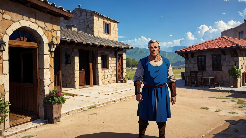 Character man, medieval standing, taverna