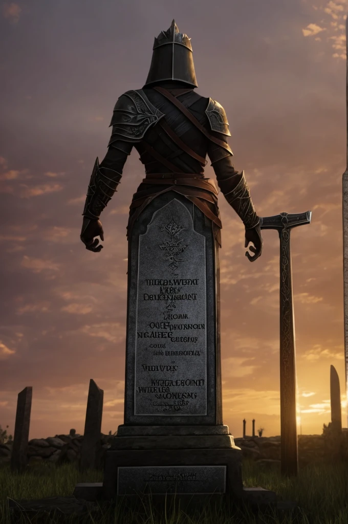 hills with giant swords as a tombstone inspired by Dark Souls
