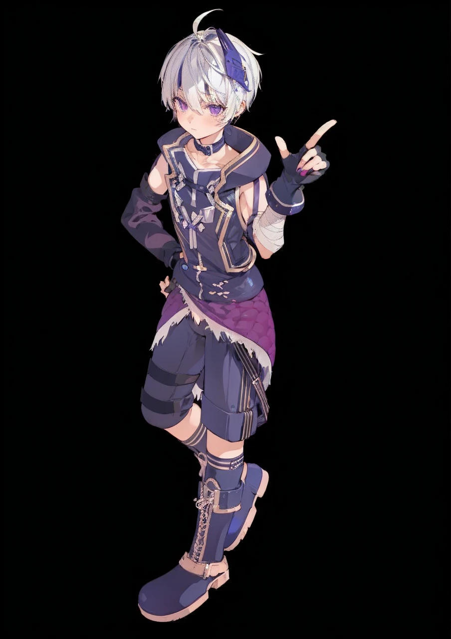 Please generate an image of a beautiful girl with short white hair and purple mesh having a penis inserted in her pussy