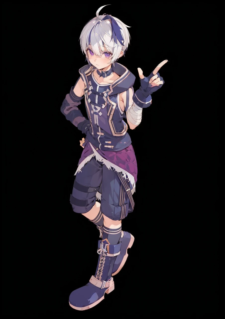 Please generate an image of a beautiful girl with short white hair and purple mesh having a penis inserted in her pussy