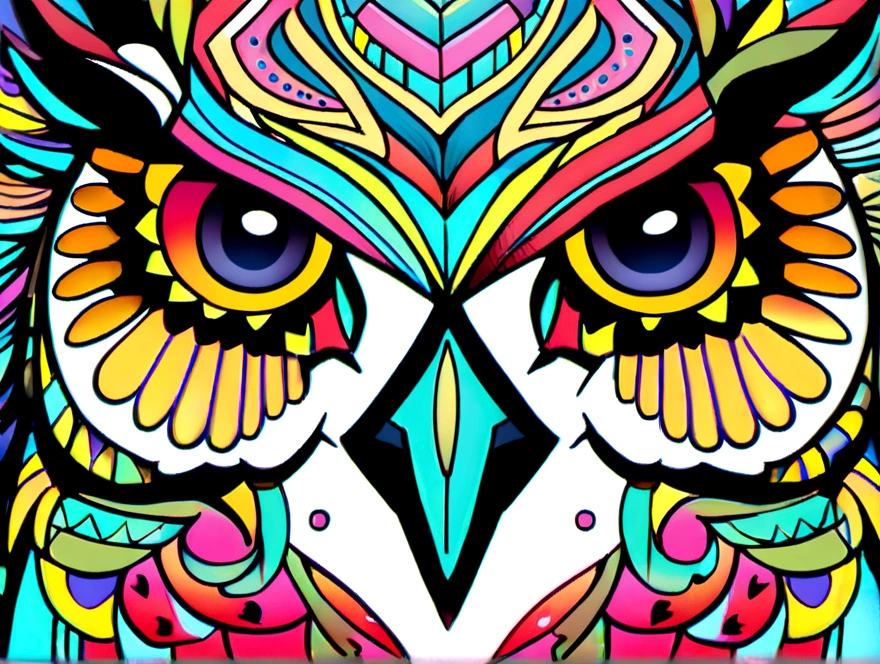 colorful owl drawing style