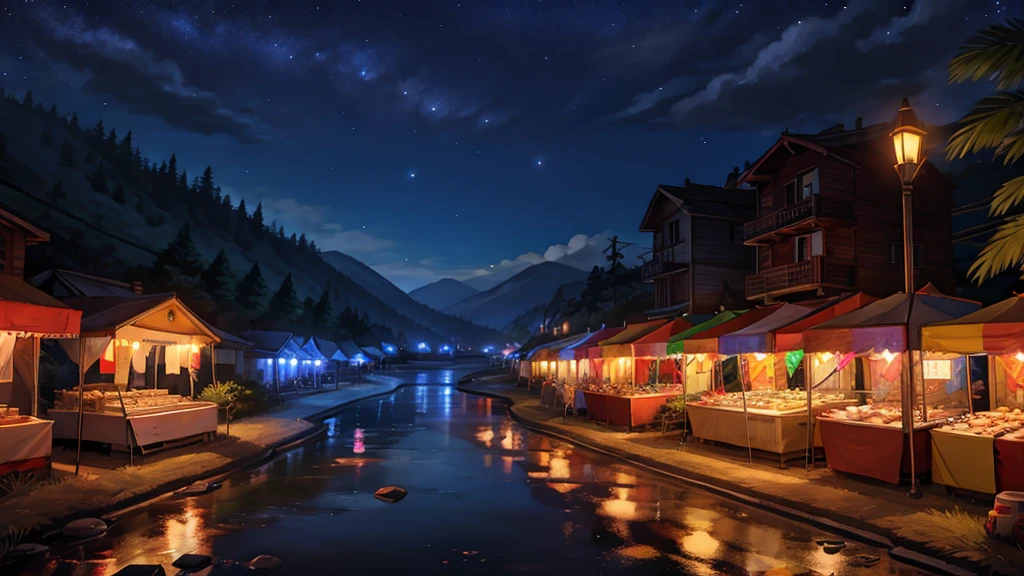 Night time, summer festival, abandoned 