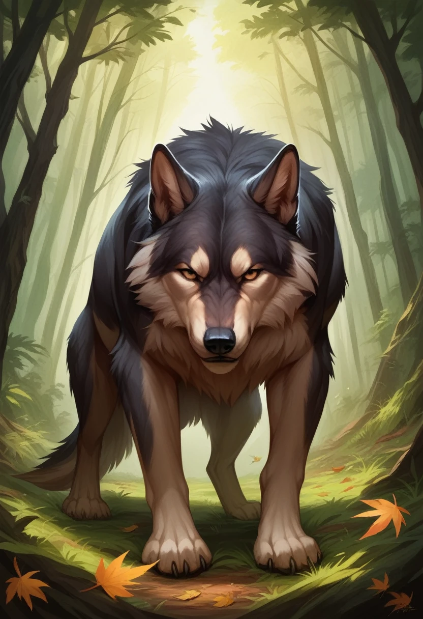 a wolf being attacked by a crowned eagle, highly detailed 8k, realistic, photorealistic, sharp focus, hyper detailed, cinematic lighting, dramatic colors, dynamic action pose, intense expression, powerful predator, majestic bird of prey, forest environment, detailed leaves and foliage, rich textures, moody atmosphere, dramatic shadows, vibrant colors, award winning digital art, epic wildlife scene, national geographic style