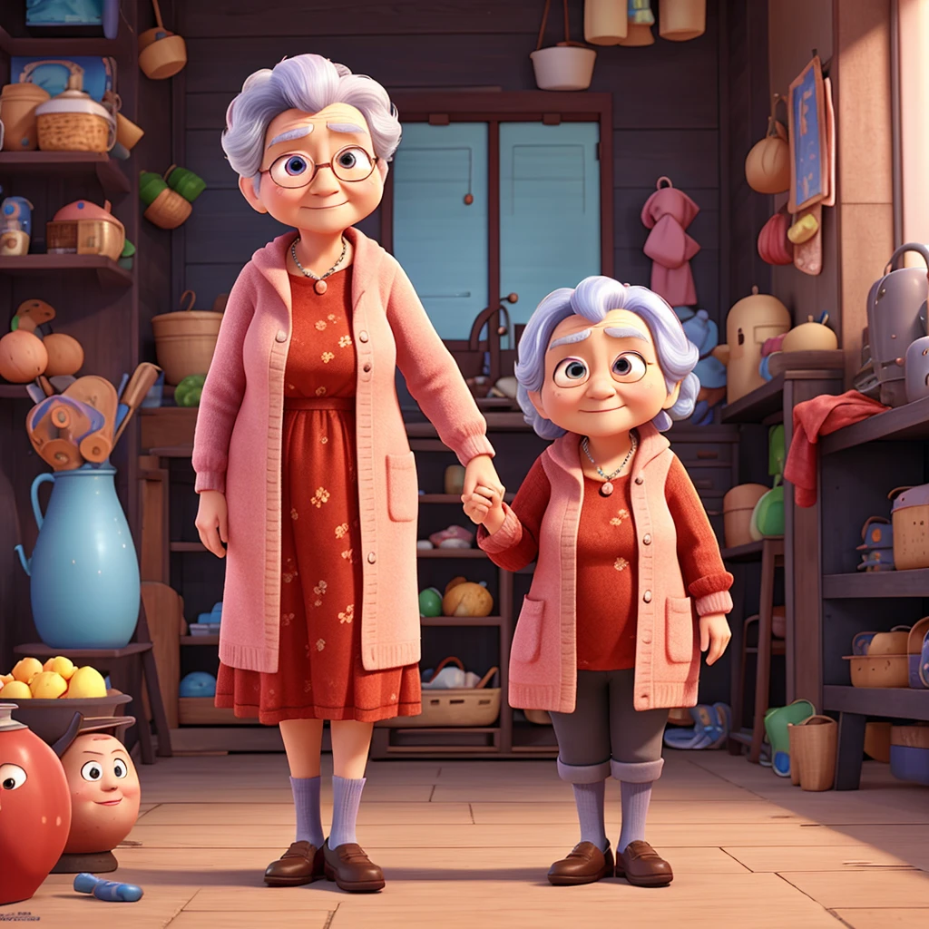 grandmother、1 person、Pixar Style