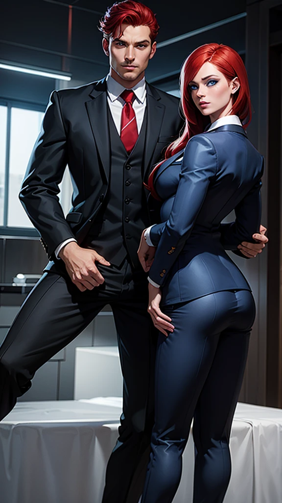I created a male character, business suit suit, red hair blue eyes