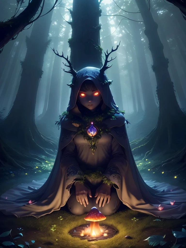((best quality)), ((masterpiece)), (detailed), (Mystical forest:1.4), ((Enchanted grove with towering ancient trees)and(Glowing mushrooms carpet the forest floor) and (Trickling streams weave through the foliage)), ethereal, mesmerizing and captivating, moonlit night background, softly illuminated fireflies dancing in the air, (dense foliage with hanging vines:1.3)
Fantasy, magic /= (Mysterious creature lurking in the shadows:1.5), (solitary), (Wide angle lens), (front), glowing eyes, (partial body), (claws extended), (shrouded in darkness), the creature facing camera, Eerie Aura