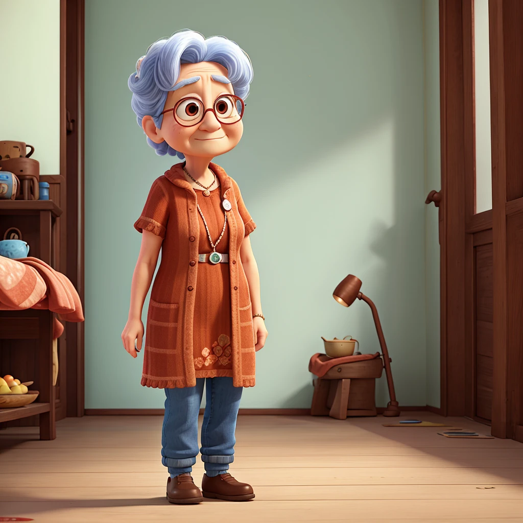 Grandma standing alone、Pixar Style