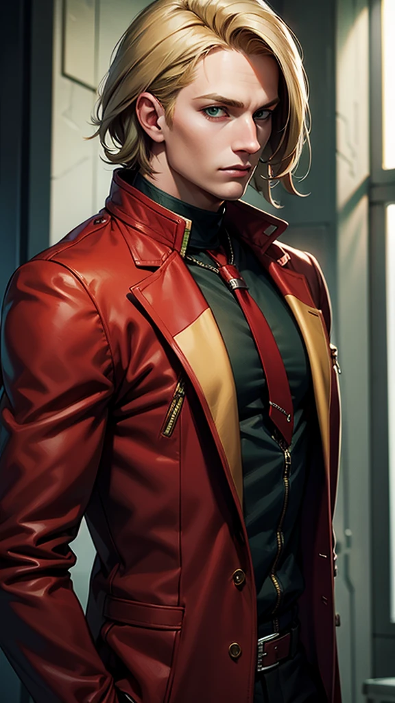 I created a male character, red jacket outfit, hair blonde, green eyes
