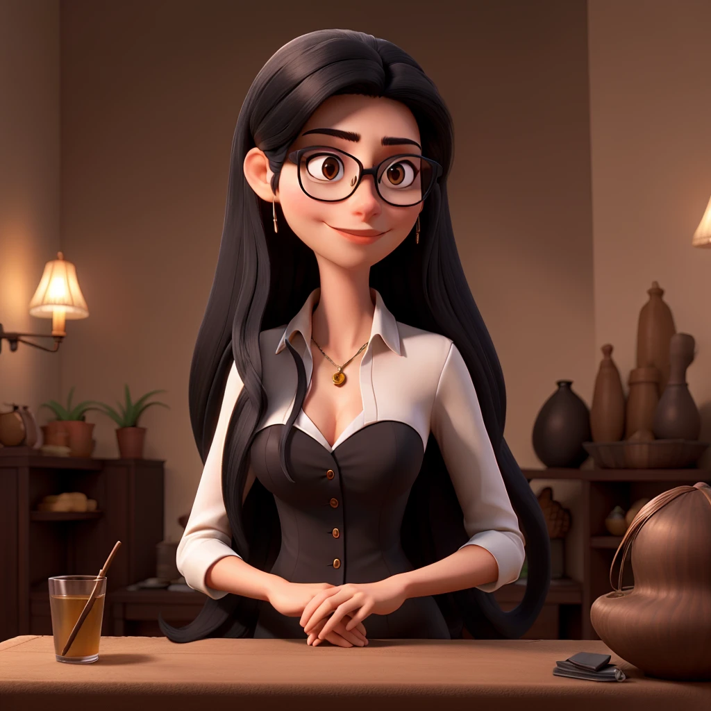 long black hairs,modern glasses,mysterious look,massage,Brazilian woman