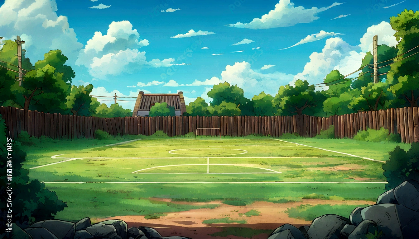 there is a painting of a tennis court in a backyard, anime countryside landscape, stadium landscape, anime background art, anime landscape, anime background, field background, soccer stadium, on a soccer field, volley court background, anime scenery concept art, colorful anime movie background, cartoon moody scene, anime scene, anime scenery, highly detailed illustration.”, a beautiful landscape, scenic background