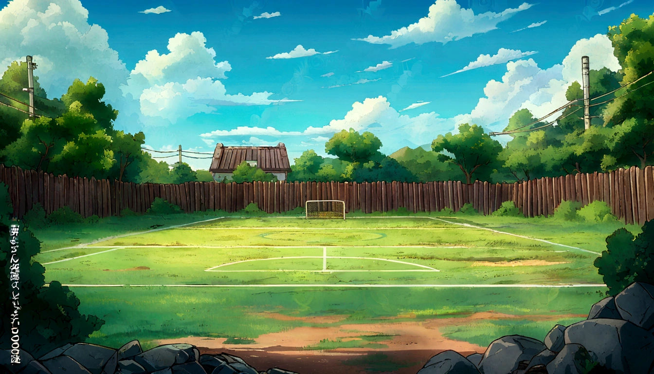 there is a painting of a tennis court in a backyard, anime countryside landscape, stadium landscape, anime background art, anime landscape, anime background, field background, soccer stadium, on a soccer field, volley court background, anime scenery concept art, colorful anime movie background, cartoon moody scene, anime scene, anime scenery, highly detailed illustration.”, a beautiful landscape, scenic background