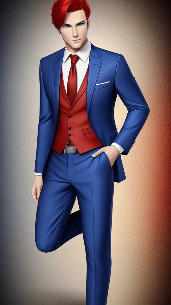 I created a male character, business suit suit, Red hair, blue eyes