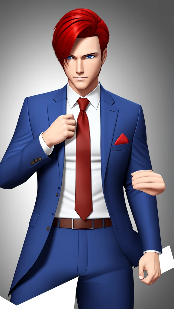 I created a male character, business suit suit, Red hair, blue eyes