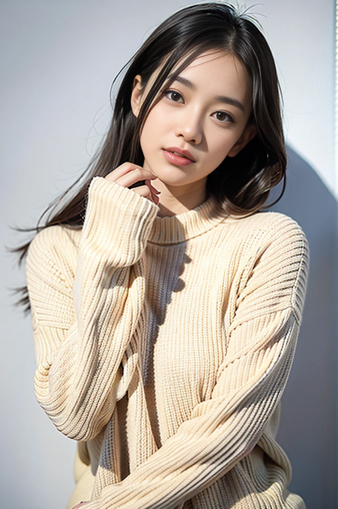 1girl,sweater,white background,