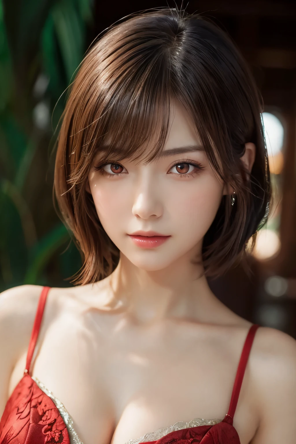 (masterpiece:1.2, Highest quality), (Beautiful, detailed eyes: 1.2、Beautiful skin、Beautiful hair、Good posture and dignity、Beautiful manners、sympathy、Beautiful eyes), ((One Woman)), (Red eyes:1.4), (Detailed eyes and face:1.3), ((Woman with short hair)), (Beautiful and vivid background:1.2), (Highly detailed CG, Super detailed, Best Shadow:1.1), ((Depth of written boundary)), ((watercolor)), beautiful concept figure, (Orange background:0.5), (figure:1.1), (Very nice and beautiful:1.1), (Perfect detail:1.1), from the front, Cowboy Shot, scenery 、Put out your ears、Long beautiful neck
