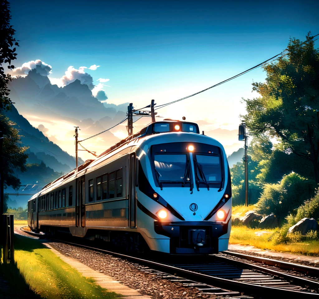 landscape, Train, blue sky, HDR, 8k, 4k