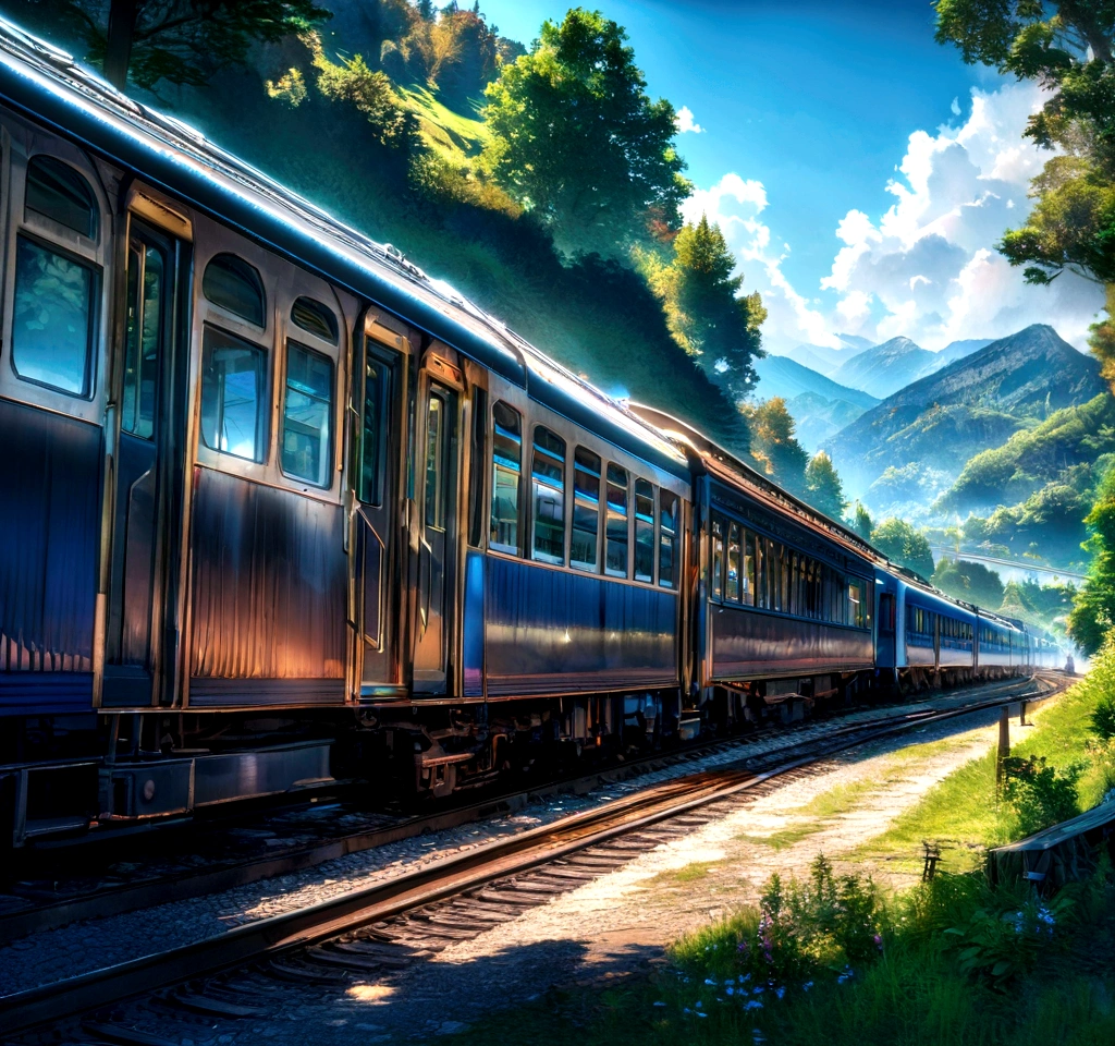 landscape, Train, blue sky, HDR, 8k, 4k