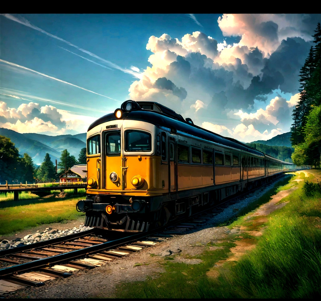 landscape, Train, blue sky, HDR, 8k, 4k