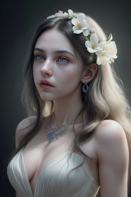 British girl, White skin, beautiful woman, long wavy black hair, light eyes, big eyes highlighting, short white dress with flower details, Full body, slim waist, small breasts, fleshy mouth, jade necklace, small earring.
[(Hassleblad H6D-400c)], [(medium format image)],[(dreamy)],[(400 mega pixels)], (photorealistic:1.4), (RAW photo:1.2), (8k), (masterpiece:1.3), (realistic), (hyper-realistic), ultra-detailed, illustration, very_high_realistic:1.5 ,very_high_resolution:1.5, HDR, CG, unity, 8k wallpaper, Amazing ,finely detail, official art, extremely detailed CG unity 8k wallpaper, (best quality), incredibly absurdres, ultra-detailed, light on face, cinema lights, cinematic lighting, professional lighting, photon mapping, radiosity, physically-based rendering, solo focus, sharp focus,
highres, extremely detailed ,extremely delicate and beautiful, intricate detail, facial muscles, beautiful detailed girl, natural makeup, extremely detailed face,  looking away.
 
