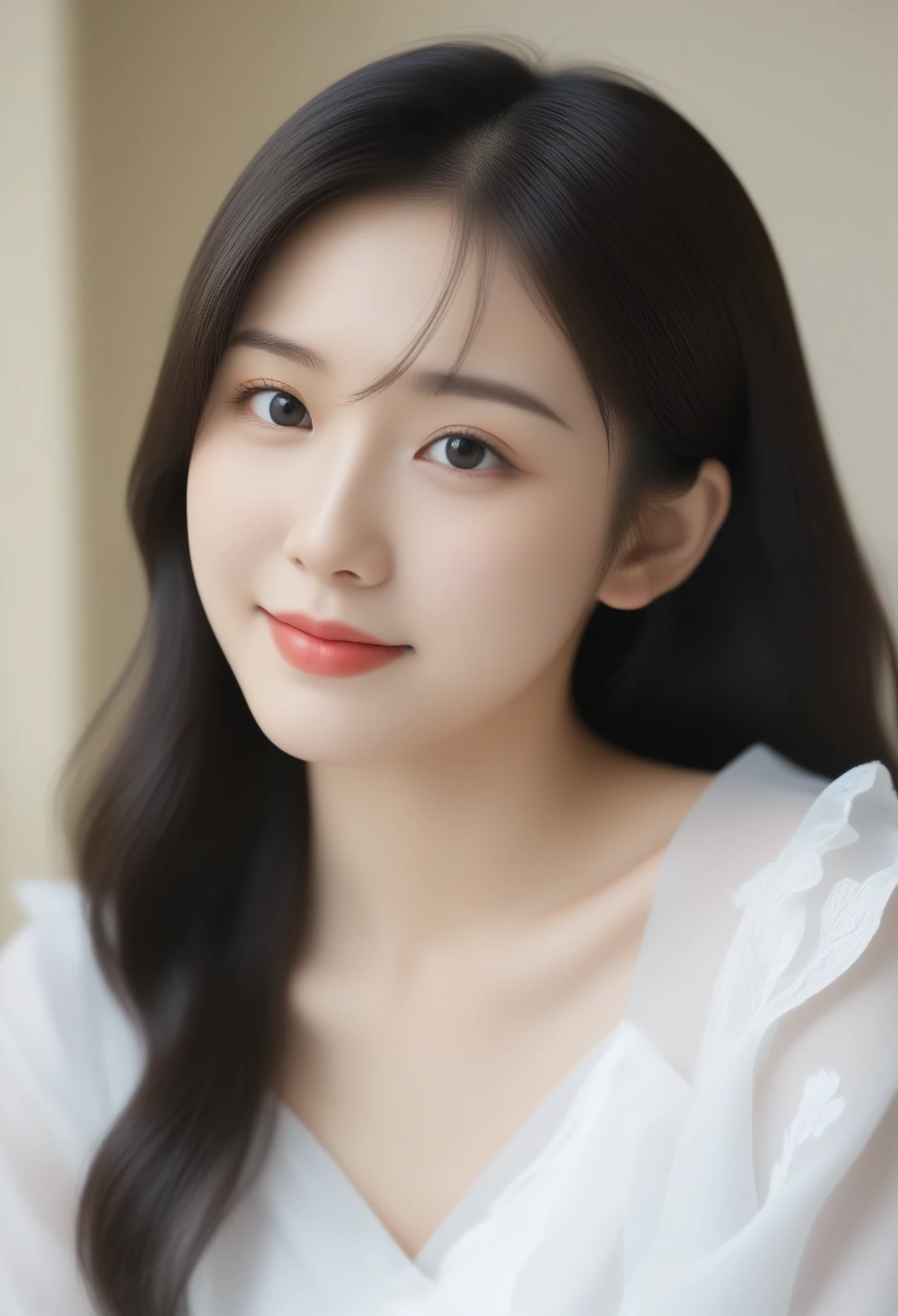 8K, Ultra-high resolution, Highest quality, masterpiece, 三分割法によるphotograph,Surreal, photograph, 1 girl, (16 years old:1.3), pretty girl, Cute face, Beautiful eyes in every detail, 細かくdetailedに,masterpiece,, One Girl:1.2, Japan Female Announcer,whole body,Low - Angle,Young Wife,A woman sitting on a sofa,White blouse with collar,Black Pencil Skirt,Black Stockings,Black high heels、Full of cleanliness,A carefree smile,Healing the heart,Semi-long layered hair,Looking at the audience、beauty,Long neck、Laugh a little、Please close your mouth and laugh、(((Ideal body type))),A-cup small breasts :2,、Portraiture:2、Perfect Anatomy、鮮明なdetailed、detailed、Surreal、Light and shadow,Strong light