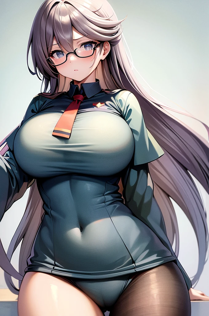 Highest quality, masterpiece, Big Breasts, School Swimsuit, Glasses