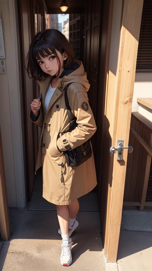 Male, Robes Parka coat, short brown hair, brown eyes 8k ultra reality