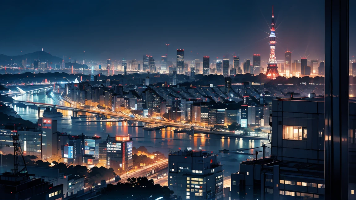 Tokyo night view from a high-rise apartment、