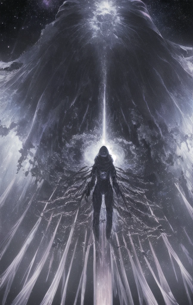 masterpiece, Highest quality, space, nebula, Milky Way, Black Hole, Creepy abominations, (((Hell in Space, A mysterious horror beyond my imagination)))、 I'm about to lose my mind here, Nightmare Vortex, Hellish Distortion, (Angel of Terror, From below:1.2), A temple made from the souls of the damned, Surreal, Detailed Background, Depth of written boundary, Rim lighting, Specular Highlights, Atmospheric lighting