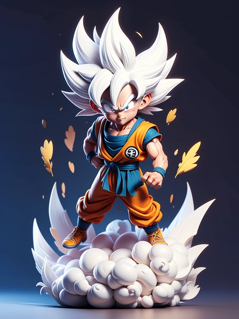 1 man, solo, Son goku ultra instinct, ((white hair)), simple background, akira toriyama style, dragon ball. sticker, gran calidad, vector, HD,