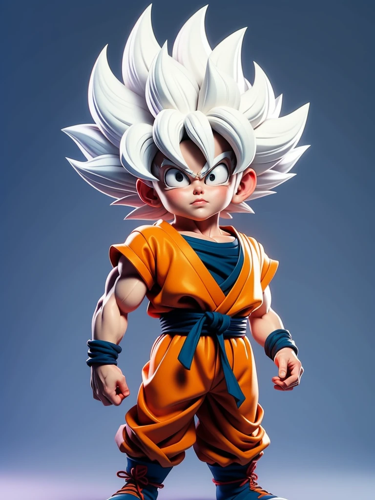 1 man, solo, Son goku ultra instinct, ((white hair)), simple background, akira toriyama style, dragon ball. sticker, gran calidad, vector, HD,