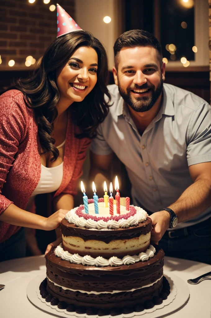 Sheesh to Greg are together in the middle of the birthday cake, happy and happy