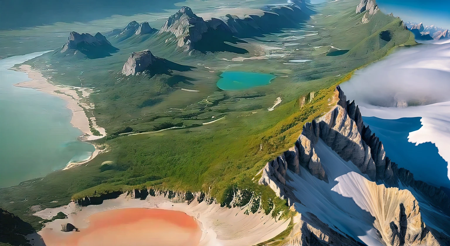 aerial view of a mountain side ridge, ascending ridge, sunny ridge side, mountain area, Dolomites, Alpes, Himalaya, stunning alien landscape,